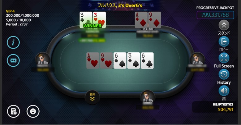 ホールデム：フルハウスで勝利！